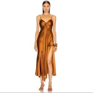 NICHOLAS NWT Sabine Satin Silk Midi Dress Bronze 8 US